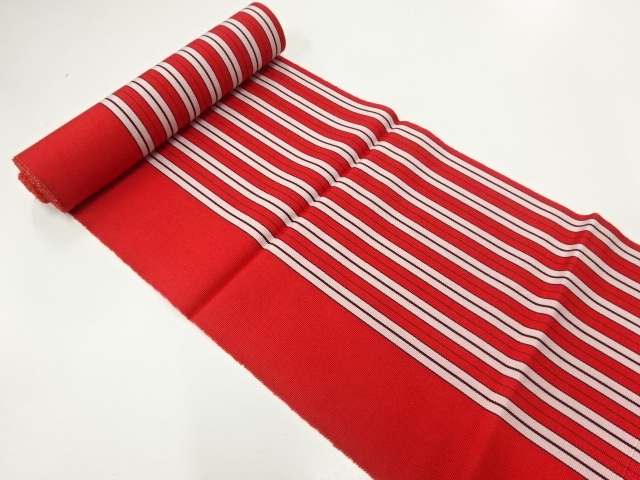 JAPANESE KIMONO / ANTIQUE BOLT FOR OBI / SILK / CHIKUZEN HAKATA / STRIPE